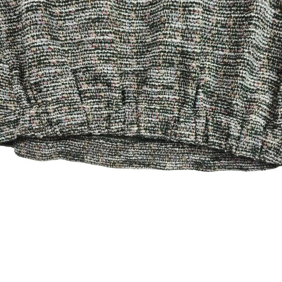 Loft Green Multi-color Tweed Top Women Petite Size MP Long Sleeve Elastic Hem - Picture 2 of 6